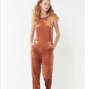 Urban Outfitters Velvet Jumpsuit in Rust size M